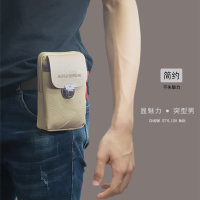 手机包男腰包帆布皮翻盖旅行跑步男穿皮带薄款5.5竖款挂腰手机套