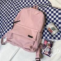 日系软妹 丝光甜樱粉 防水学院风尼龙简约校园学生书包
