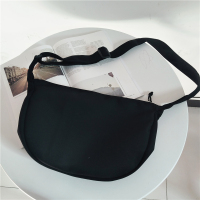 日系简约无印风纯色单肩包饺子包女韩版chic帆布背包学院风斜挎包