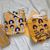 日系可爱女孩ins软妹单肩包女包包 韩国chic姜黄学生帆布包购物袋