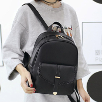 双肩包女韩版百搭简约PU皮包包女背包时尚软皮2018新款学生书包潮