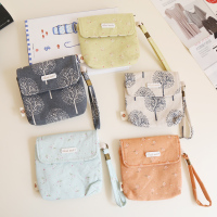 天然棉麻手工布艺零钱包 女士卫生巾收纳袋 钥匙银行卡小布包