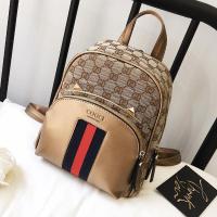 双肩包2018新款欧美时尚女包猫耳彩条后背包女士逛街包帆布印花包