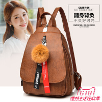 双肩包女2018新款时尚简约背包韩版百搭皮革软皮旅行肩背手提胸包