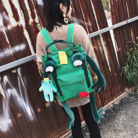 新款卡通双肩包女韩版可爱帆布背包大容量学生包超呆萌学院风书包