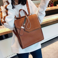 英伦复古方形定型背包女2018新款韩版多用pu书包女高中学生双肩包