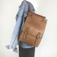 英伦风复古双肩包女韩版新款pu学院风校园学生书包大容量背包