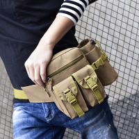 腰包登山户外旅行休闲运动多功能单肩斜挎男女迷彩带水壶袋尼龙包