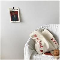 小布自制 2018新款ins推荐简约字母印花单肩手提包拉链帆布女包包