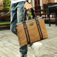 男包帆布包单肩斜跨包商务手提包公文包休闲包英伦复古包潮电脑包