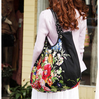 新款时尚潮流女包休闲棉布单肩包购物袋印花手提包包大容量托特包