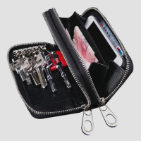 真皮羊皮编织钥匙包零钱包手机包卡包男女士双层拉链多功能情侣包