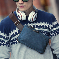 腰包男士胸包斜跨包韩版 单肩男包包潮帆布小包斜挎休闲 运动背包