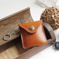 原创手工头层牛皮小腰包牛皮男潮欧美小男包钥匙包零钱包可穿皮带