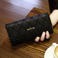 欧美新款女士钱包女真皮长款钱夹菱格小香风女式牛皮夹手拿钱包女