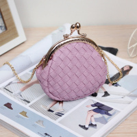 2018新款潮韩版可爱零钱包女编织迷你链条小包包手拿钥匙包硬币包