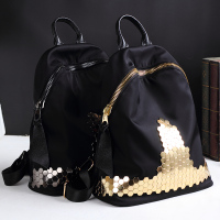 韩版时尚防水尼龙女包牛津布纯真皮旅行包女士铆钉新款妈咪双肩包