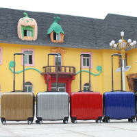 袋鼠万向轮拉杆箱PC登机箱14寸寸旅行箱男女行李箱玫瑰金防刮