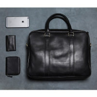 蓝皮具 男士真皮公文包 时尚简洁牛皮手提包 韩版电脑包 斜跨单肩