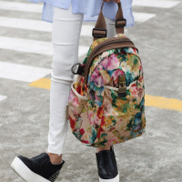 阎双女包双肩背包旅行包女帆布布艺复古风学生书包学院风 2093