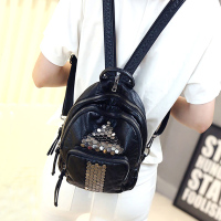 迷你双肩包女韩版时尚铆钉斜跨包水洗皮软皮休闲旅行小包潮胸前包