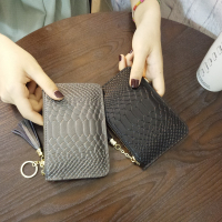 蛇纹小钱包女短款超薄韩版拉链零钱包迷你简约硬币包2018新款潮