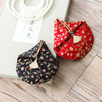 雅集原创手工真丝织锦星星花扇形磁扣划片小零钱包搭扣硬币口金包