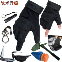 户外加绒半指手套男秋冬训练手套登山防滑骑行手套全指战术手套