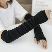 全棉手臂套假袖子女秋冬长款露指半指手套针织毛线保暖胳膊套袖套
