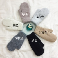 2018新款毛线针织情侣骑车手套女冬韩版保暖加厚学生纯色连指手套