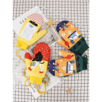 手套女冬可爱韩版卡通学生连指挂脖保暖加厚绒软妹骑车日系手套