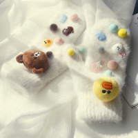 兔毛手套女冬季保暖加厚加绒学生韩版时尚骑车连指卡通可爱叮当猫