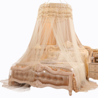 唛乐斯MALLAS蚊帐 加密超柔帐纱 多层蕾丝花边设计 1米直径圆形吊挂落地蚊帐