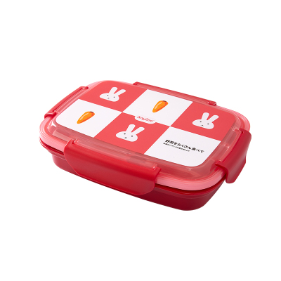 AnyZoo 动物园304不锈钢分格隔饭盒卡通可爱儿童学生便当盒红色 四格日本进口