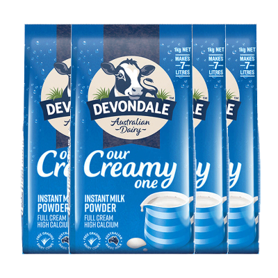 DEVONDALE德运 高钙全脂成人牛奶粉 1kg/袋[4袋装] 澳洲进口 效期:2024.07