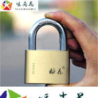 梅花纯铜挂锁防水防锈防盗防撬直黄铜大锁仓库锁家用小锁头