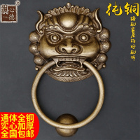 老式仿古木狮子头环兽头纯铜拉手中式大明装复古大拉手