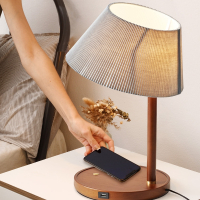 古达现代简约床头灯无线充电北欧卧室客厅书房少女装饰台灯