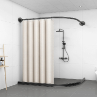 古达磁性浴帘套装免打孔浴室卫生间弧形杆干湿分离隔断淋浴布 12