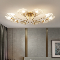 古达铜客厅灯吸顶灯后现代轻奢简约大气美式主卧室灯房间简欧式灯具 X6036
