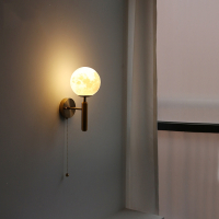 古达月球拉线壁灯简约卧室床头民宿客栈酒店走廊过道自带开关网红灯具 SB-0035