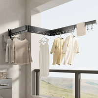 古达折叠晾衣架子阳台浴室内飘墙上家用隐形伸缩凉晒被子壁挂式晾衣杆