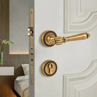 古达黄铜门锁法式卧室门把手欧式磁吸室内木门锁房间锁具