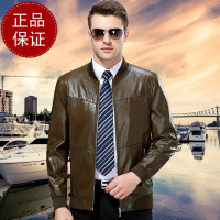 免费试穿 专柜正品2025春秋季防风防水海宁真皮皮衣男士绵羊皮中年休闲皮外套棒球领皮夹克男机车单皮加绒外套大码爸爸装
