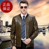 免费试穿 专柜正品2025春秋季防风防水海宁真皮皮衣男士绵羊皮中年休闲皮外套棒球领皮夹克男机车单皮加绒外套大码爸爸装