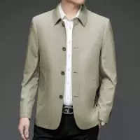 免费试穿 高端夹克男士夹克外套春秋新款中年商务休闲翻领扣子夹克男装修身大码上衣品牌男士商务大码外套爸爸装