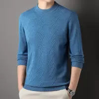 高端名牌100%纯羊毛加厚毛衣春秋男士中年毛衣保暖半高圆领针织衫羊绒衫保暖男装打底衫品牌毛衣男商务休闲大码毛线衣正品