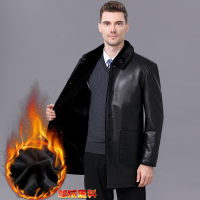免费试穿 送运费险正品海宁真皮皮衣男中长款加绒加厚皮毛一体外套貂绒绵羊皮爸爸装高端外套正品官方旗舰店