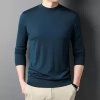 免费试穿 精纺山羊绒圆领中青年纯羊毛绒衫品牌毛衣秋冬装保暖羊毛针织衫商务休闲百搭打底100纯羊毛衫套头羊绒衫男士毛衣男
