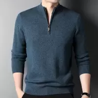 专柜品牌 免费试穿羊绒毛衣男半高拉链针织衫秋冬装加厚男款立领羊毛衫打底衫100纯羊毛衫套头商务羊绒衫男士毛衣
